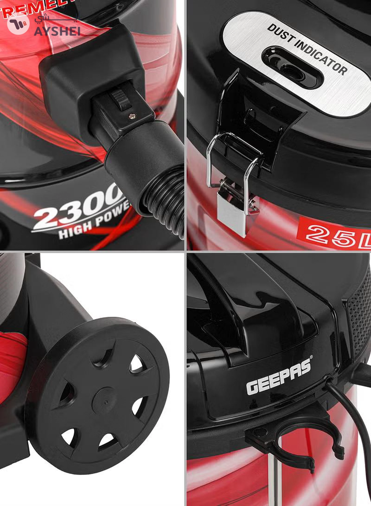 GEEPAS Drum Vacuum Cleaner With 25 L Dust Bag Capacity/Dry And Blow Function/Adjustable Suction Power And Multi-Filtration System/Dust Full Indicator & Perfect For Home, Apartments, Offices & Malls 2300 W GVC2598N Grey/Black-2-2