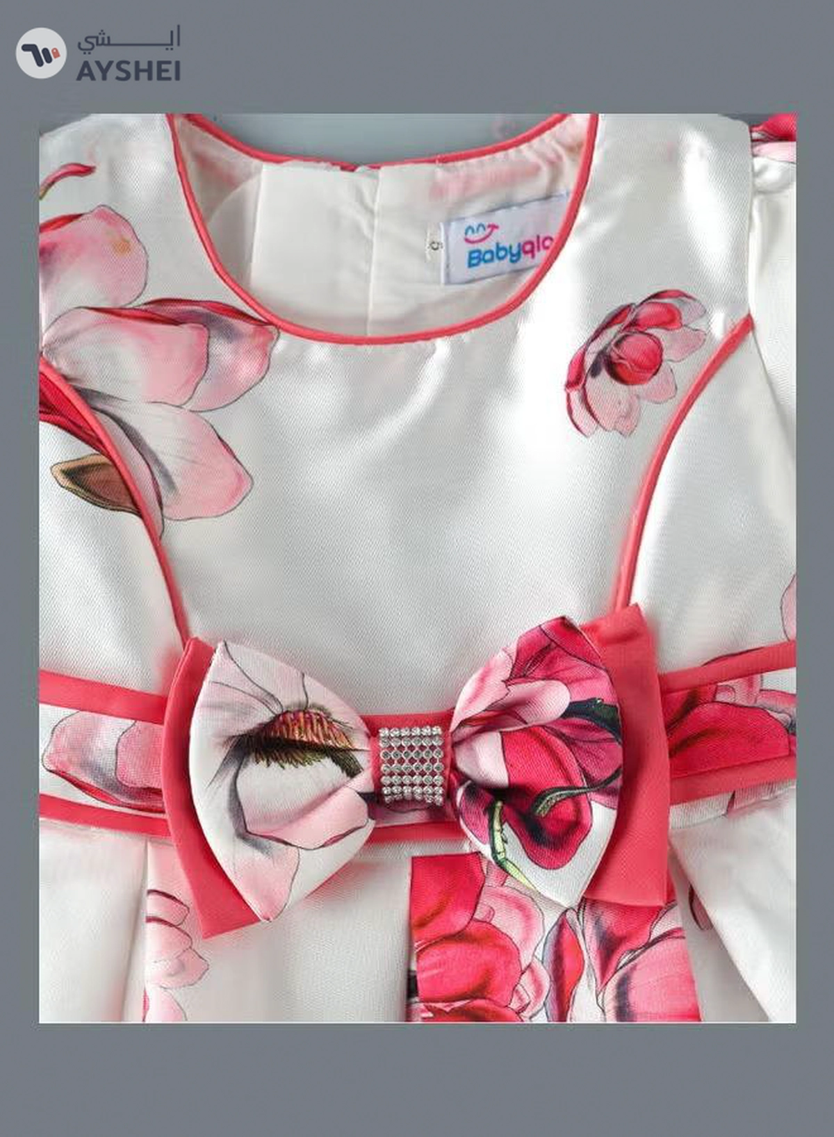  babyqlo Short Sleeve Floral Party Dress Multicolour-2-2