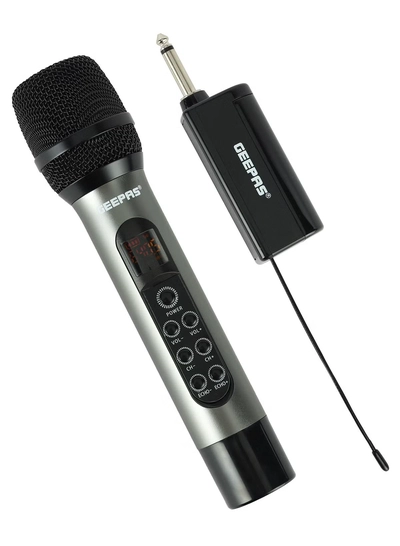 Geepas UHF Wireless Microphone- GMP15014| High-Quality Sound and Low Noise, Improves Mobility and Flexibility| Select up to 30 Unique Frequencies, Effective Range 100 ft. , Perfect for Live Performers-0