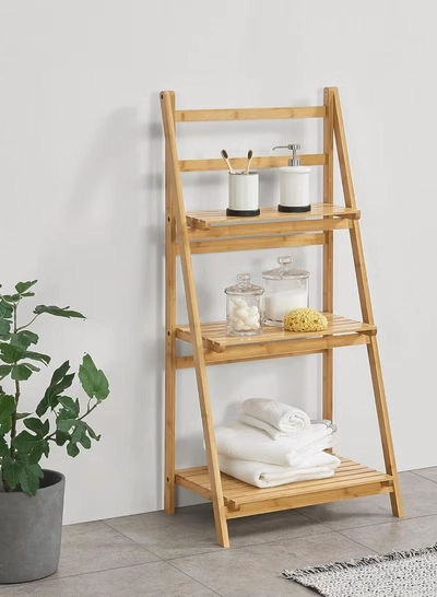 DubaiGallery 3-Tier Bamboo Ladder Shelf-2