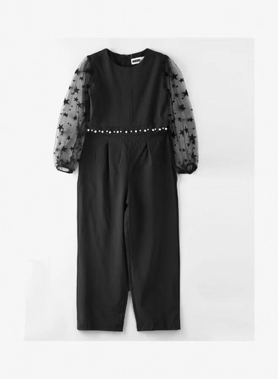 HASHQLO Pearl Belt With Star Embellished Full Length Jumpsuit Black/Grey-0