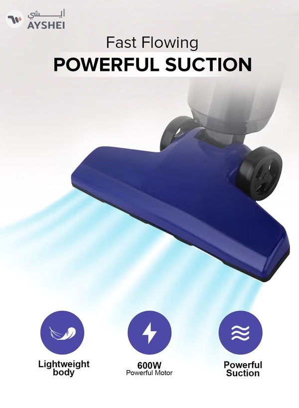 GEEPAS Stick And Handheld Vacuum Cleaner, HEPA Filter, 1.2L Dust Bag Capacity, 600W Powerful Motor, Transparent Dust Cup for Easy Check, Lightweight Body And Low Noise 1.2 L 600 W GVC19055-BL Blue