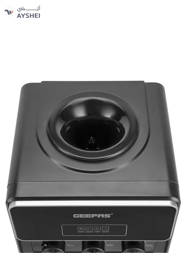 GEEPAS Hot And Cold Water Dispenser With Cabinet, Stainless Steel Water Tank, Normal, Hot & Cold Function, Child Safety Lock, Adjustable Water Flow, 3 Knob Tap, Glass Door, Low Noise, High Efficient GWD17038 Black