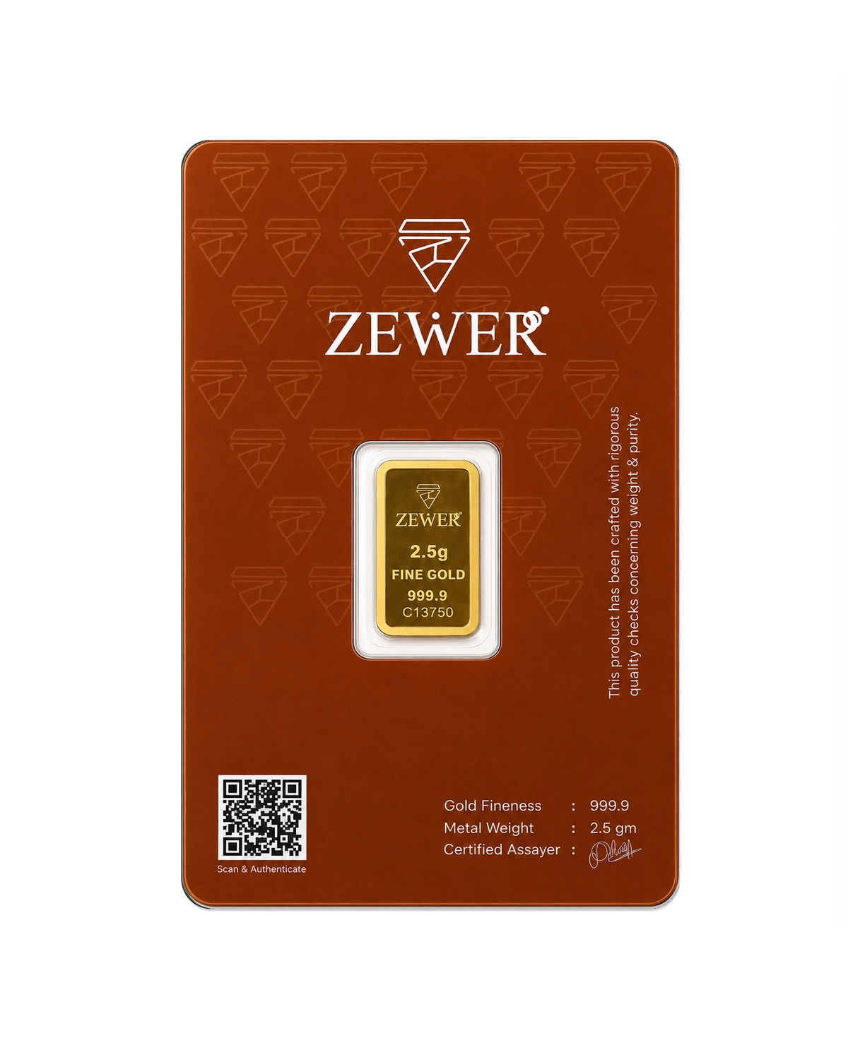 Zewer 2.5g 999.9 Purity Flower Gold Bar