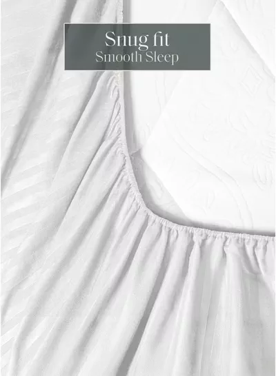 Eworld Premium Striped Duvet Set All Season – 4-Pieces Set White | King Size 220x240 cm | Ultra-Soft, Wrinkle-Resistant & Made-2