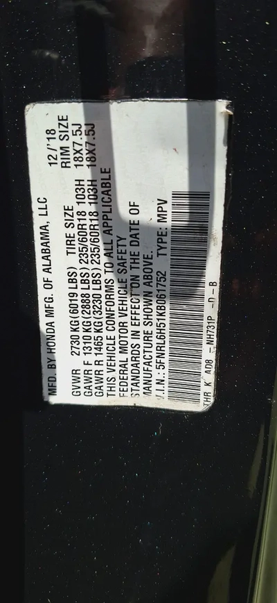 Honda Odyssey 2019 American Specs-3