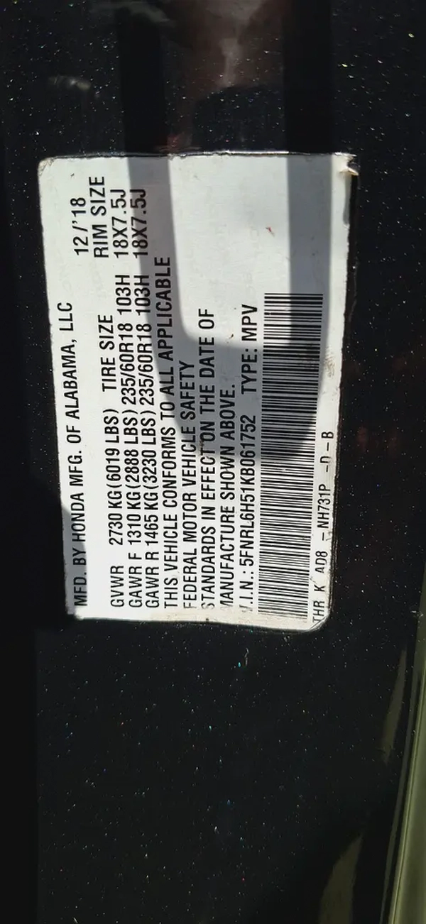 Honda Odyssey 2019 American Specs