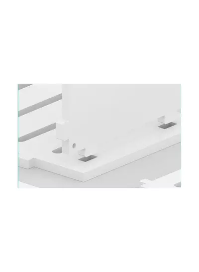 White and Brown Coffee Corner Table, Scratch-Resistant, Fire-Rated Plastic Coffee Table with Lightweight Hanging Shelves and Storage Cabinet, Perfect for Office, Living Room and Kitchen Spaces-4