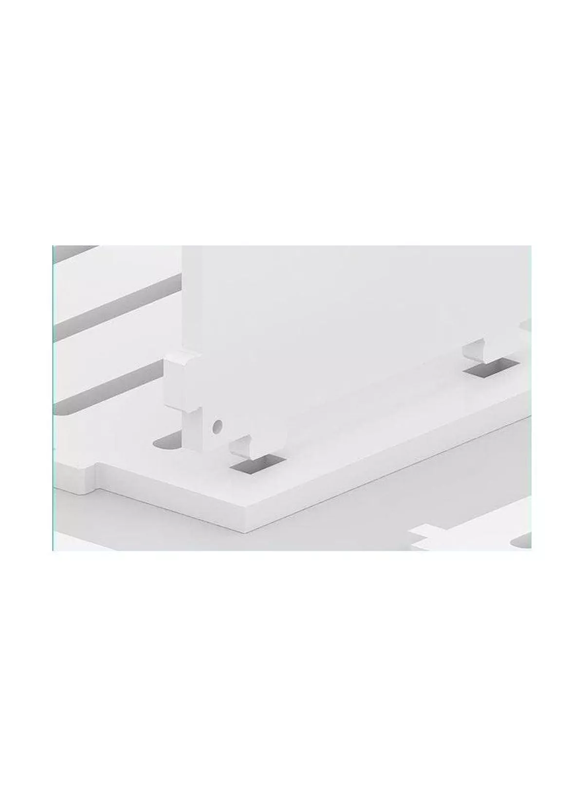 White and Brown Coffee Corner Table, Scratch-Resistant, Fire-Rated Plastic Coffee Table with Lightweight Hanging Shelves and Storage Cabinet, Perfect for Office, Living Room and Kitchen Spaces-4-4