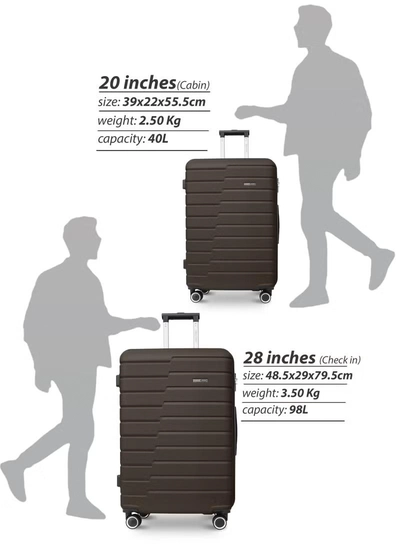 PARAJOHN Beta Cabin Size Lightweigh ABS Hardside Spinner Luggage Trolley -20 Inch | Carrying 10KG 4-Wheel Hardshell Suitcase-Brown-3