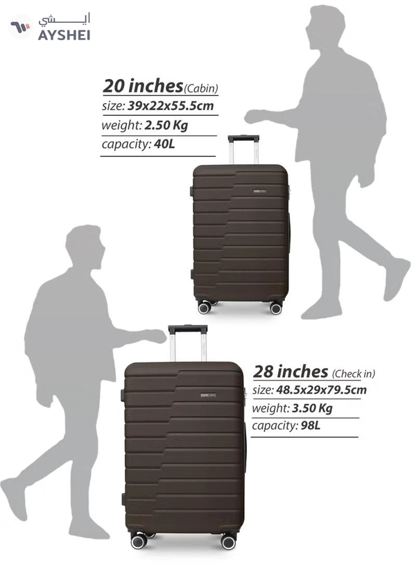 PARAJOHN Beta Cabin Size Lightweigh ABS Hardside Spinner Luggage Trolley -20 Inch | Carrying 10KG 4-Wheel Hardshell Suitcase-Brown
