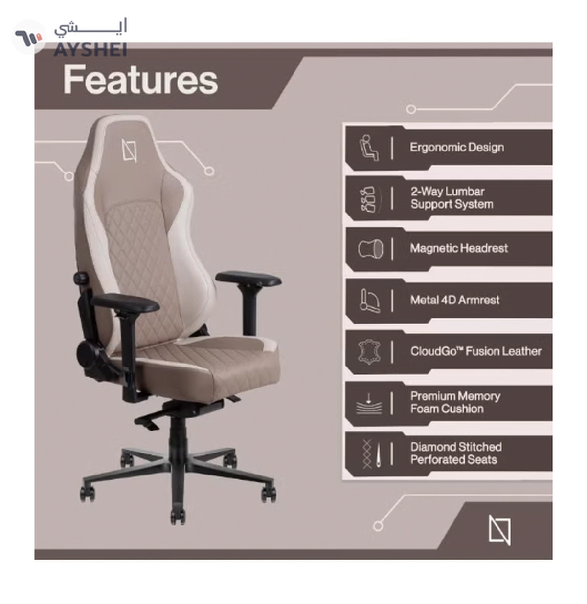 Navodesk APEX Chair, Premium Ergonomic Gaming Chair with Memory Foam Pillows-2-2