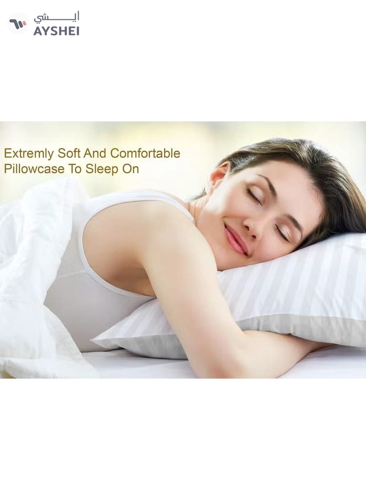 Eworld Set of 2 White Satin Stripe Pillow Covers Featuring 300 Thread Count, 1cm Satin Stripe-3-3