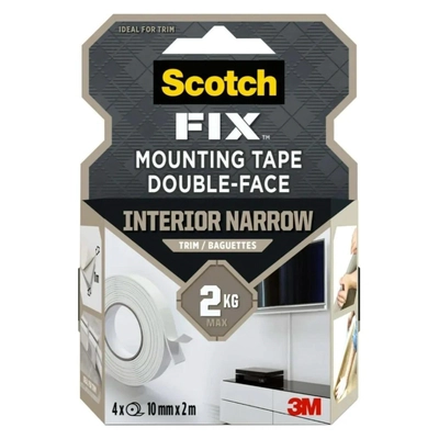 Scotch Fix Double-Face Interior Narrow Mounting Tape for Trim – 4 Rolls, 10 mm x 2 m Each-0