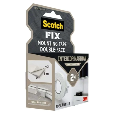Scotch Fix Double-Face Interior Narrow Mounting Tape for Trim – 4 Rolls, 10 mm x 2 m Each-2