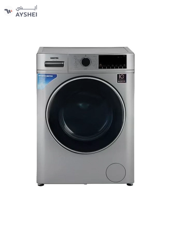 GEEPAS 7 KG Front Load Inverter Fully Automatic Washing Machine | 1200 RPM, Equipped with 16 Programs including Quick Wash, One Touch, Steam Wash, Reload Function, etc.| LED Display, 510mm Jumbo Drum | GWMF7125SRG Metallic Grey 7 kg 2000 W GWMF7125SRG Metallic Grey