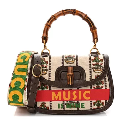Gucci Diana Mini 'Music Is Mine' Canvas & Leather Bamboo Handle Bag-0