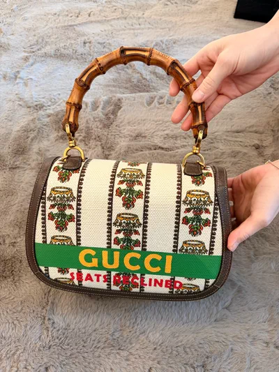 Gucci Diana Mini 'Music Is Mine' Canvas & Leather Bamboo Handle Bag-1