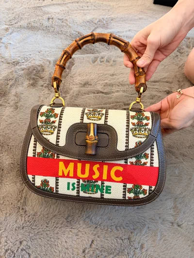 Gucci Diana Mini 'Music Is Mine' Canvas & Leather Bamboo Handle Bag-2