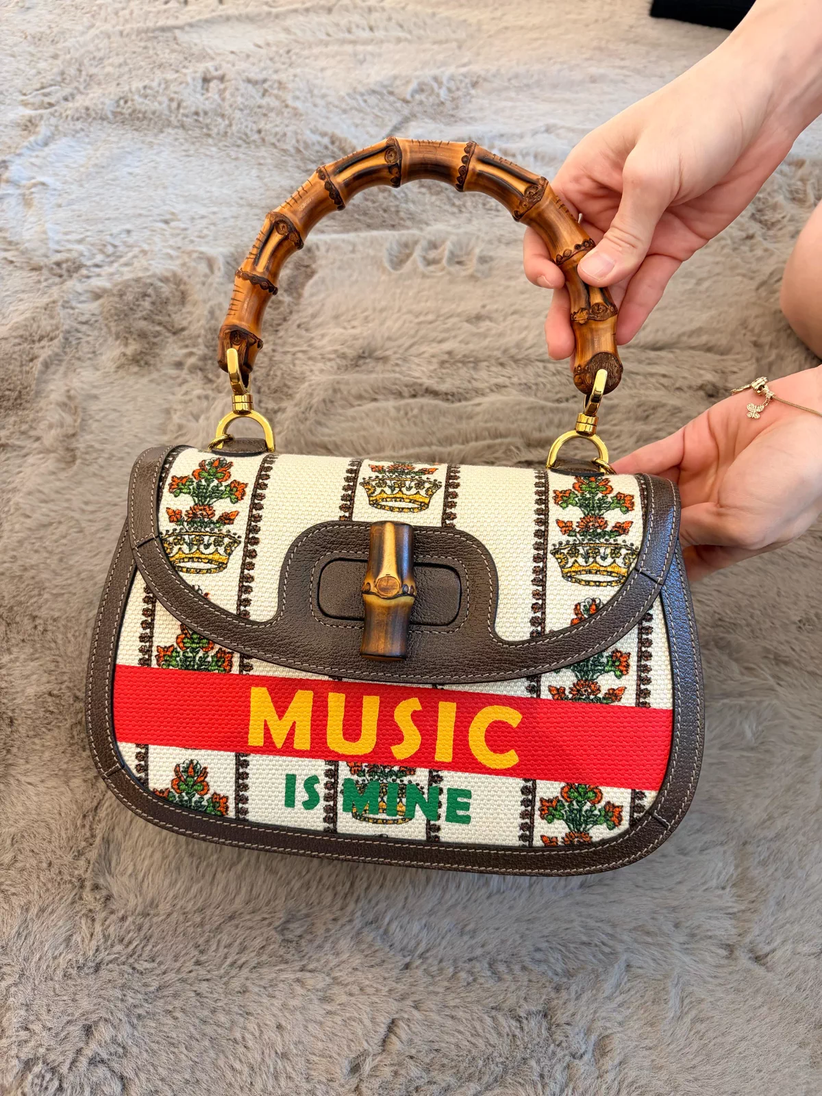 Gucci Diana Mini 'Music Is Mine' Canvas & Leather Bamboo Handle Bag-2-2