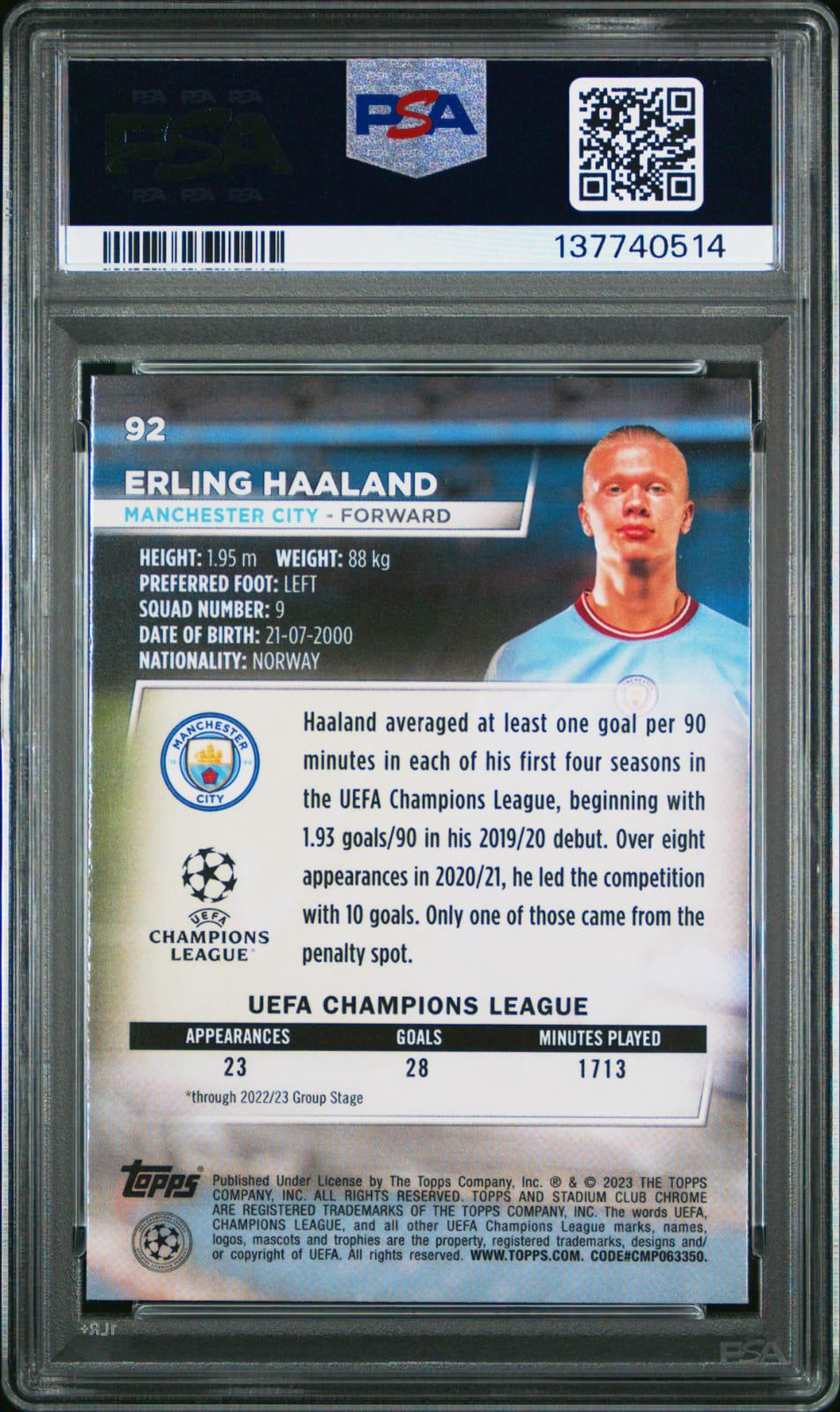 Erling Haaland 2022-23 PSA 9
