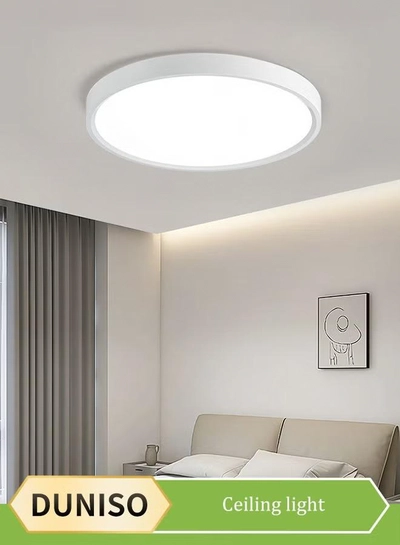 DUNISO Flush Mount LED Ceiling Light，dual color circular ceiling light, dimmable ABS eye protection ceiling light, 3000 to 6000K, suitable for living room, dining room, bedroom, kitchen, 300mm * 23mm-0