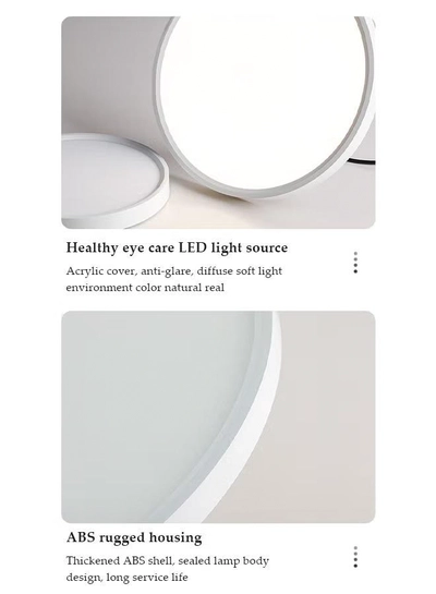 DUNISO Flush Mount LED Ceiling Light，dual color circular ceiling light, dimmable ABS eye protection ceiling light, 3000 to 6000K, suitable for living room, dining room, bedroom, kitchen, 300mm * 23mm-6