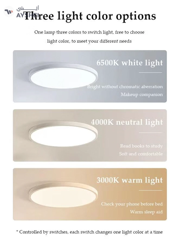 DUNISO Flush Mount LED Ceiling Light๏ผdual color circular ceiling light, dimmable ABS eye protection ceiling light, 3000 to 6000K, suitable for living room, dining room, bedroom, kitchen, 300mm * 23mm