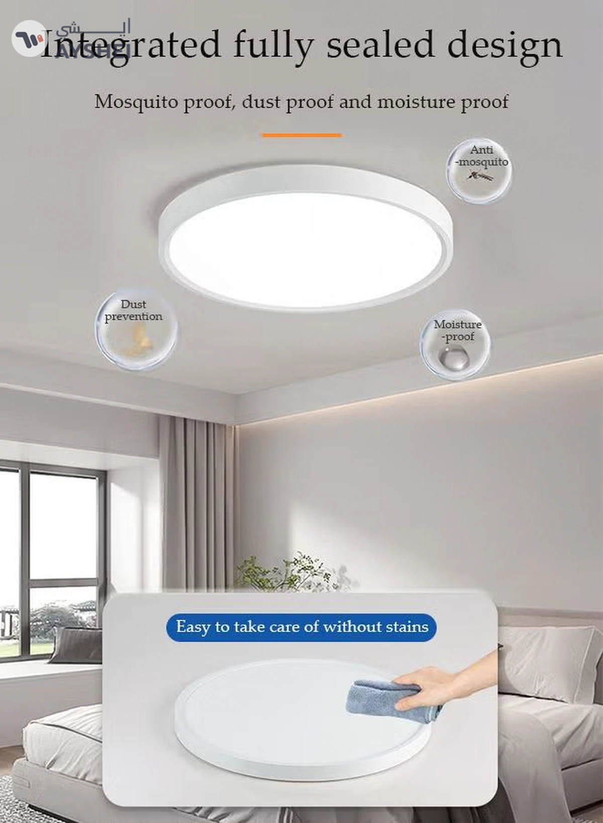 DUNISO Flush Mount LED Ceiling Light，dual color circular ceiling light, dimmable ABS eye protection ceiling light, 3000 to 6000K, suitable for living room, dining room, bedroom, kitchen, 300mm * 23mm-4-4