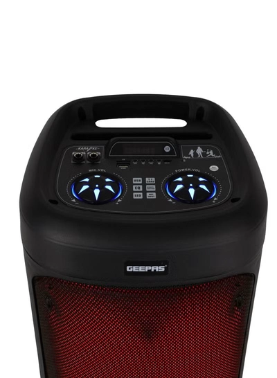 GEEPAS Rechargeable Portable Speaker- GMS11194/ RGB Light, USB Input, TF, TWS, FM Radio, VHF Microphone, Bluetooth/ 30000W PMPO Speakers Unit, with Remote Control/ Perfect for Parties, Events, Home Entertainment/ Black, 2 Years Warranty-3