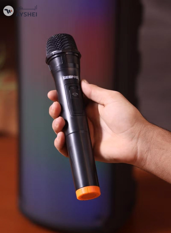 GEEPAS Rechargeable Portable Speaker- GMS11194/ RGB Light, USB Input, TF, TWS, FM Radio, VHF Microphone, Bluetooth/ 30000W PMPO Speakers Unit, with Remote Control/ Perfect for Parties, Events, Home Entertainment/ Black, 2 Years Warranty