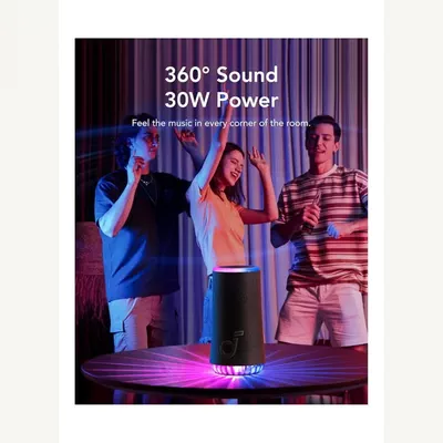 Soundcore Glow Portable Speaker With 30W 360° Sound, Synchronized Radiant Light, 18H Playback, Customizable EQ And Light Show, And IP67 Waterproof Black-2