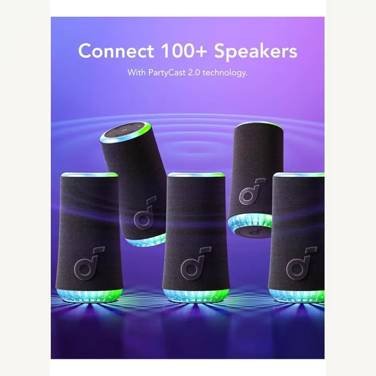 Soundcore Glow Portable Speaker With 30W 360° Sound, Synchronized Radiant Light, 18H Playback, Customizable EQ And Light Show, And IP67 Waterproof Black-3-3