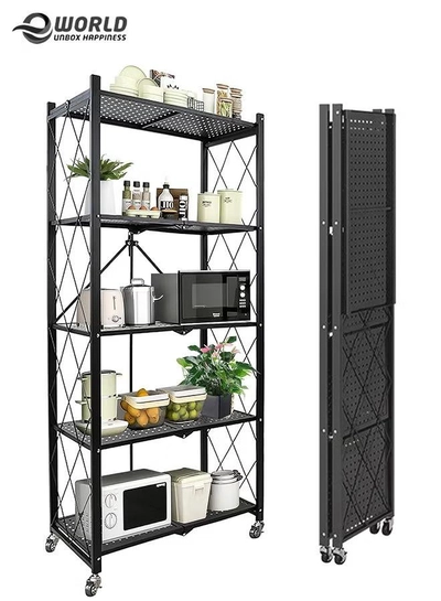 Eworld 5 Tier folding Home Entryway Furniture Shelf Multipurpose Shoe and Clothes Rack -0