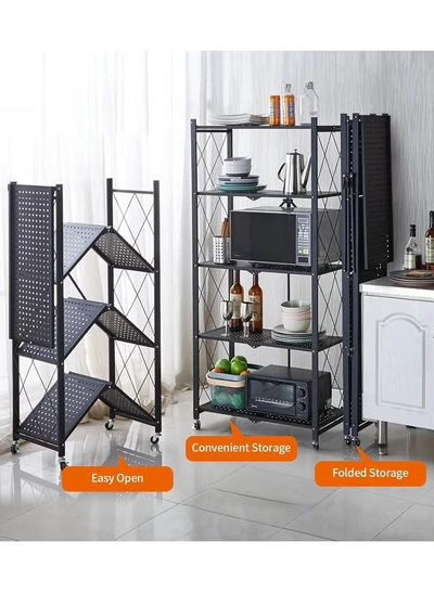 Eworld 5 Tier folding Home Entryway Furniture Shelf Multipurpose Shoe and Clothes Rack -3
