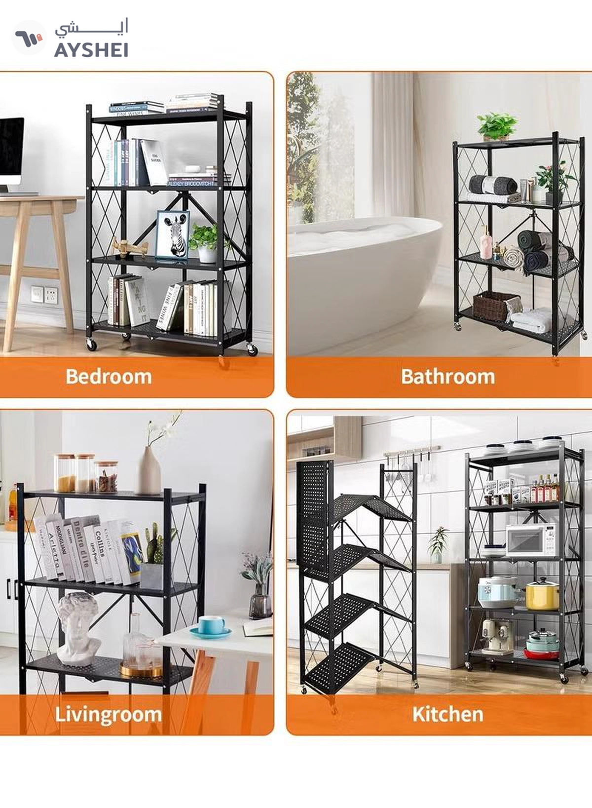 Eworld 5 Tier folding Home Entryway Furniture Shelf Multipurpose Shoe and Clothes Rack -4-4