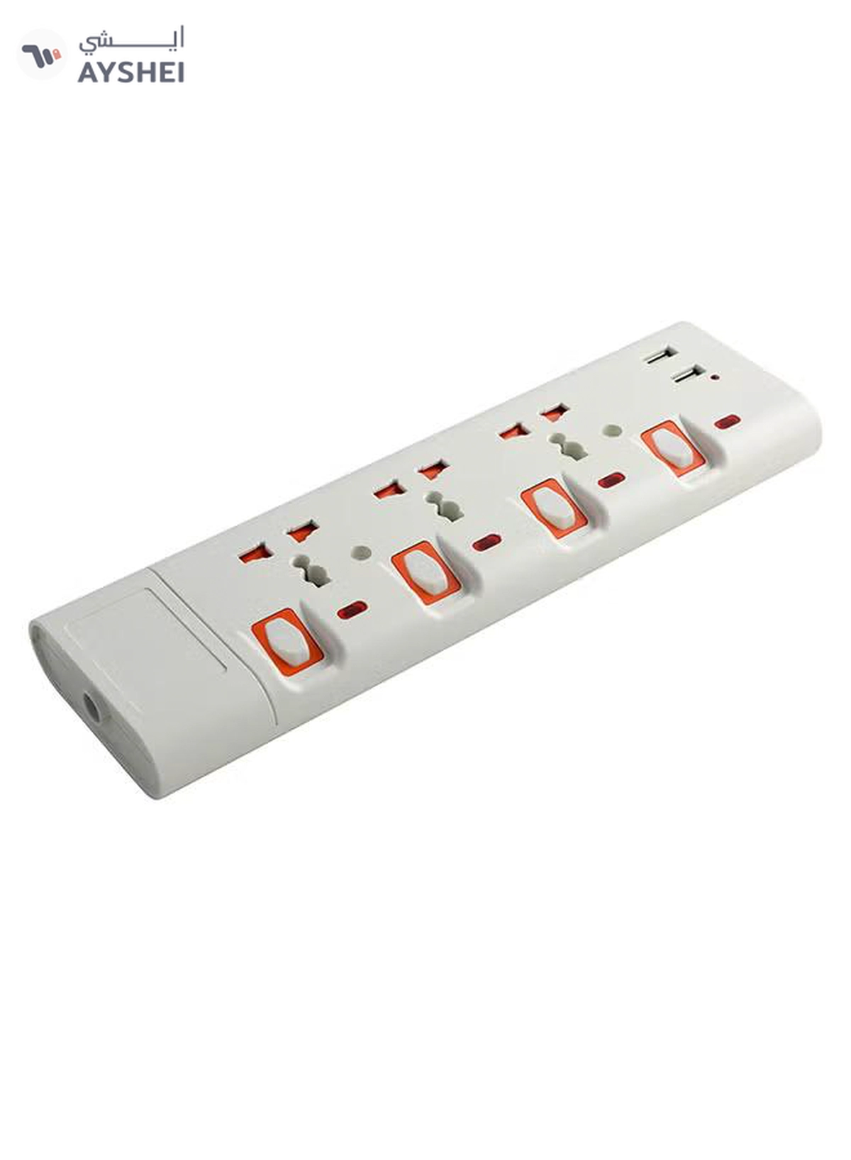Geepas 3 Way Extension Socket with 2 USB Port - 4 Led Indicators with Power Switches | Extra Long 3m Cord, Over Current Protected | Ideal for All Electronic Devices White/Orange-1-1