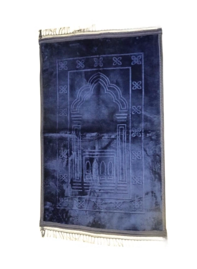 Yuwell Embossed Prayer Mat Anti-Slip Velvet Top Islamic Prayer Mat Sajadah Prayer Rug Salah Mat For Men And Women Eid Gift And Ramadan Gift 70X110CM Dark Blue-0