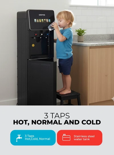 Geepas Digital Bottom Loading Water Dispenser tainless Steel Tank, Touchscreen Display/ 6 Preset Temperatures, Hot and Cold Use, Luxury Design, Perfect for Home, School, Apartments, Office, etc./ Black, 2 Year Warranty GWD17043 BLACK-3