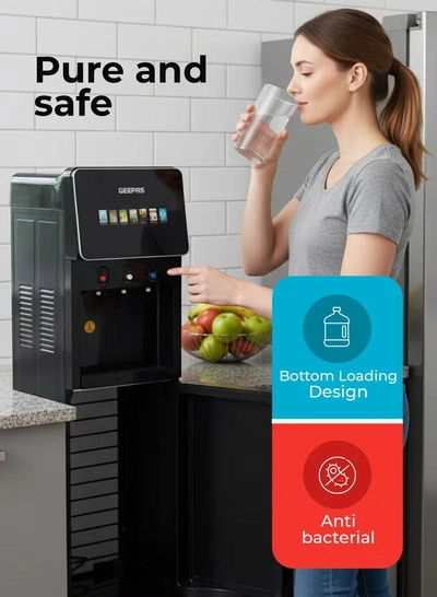 Geepas Digital Bottom Loading Water Dispenser tainless Steel Tank, Touchscreen Display/ 6 Preset Temperatures, Hot and Cold Use, Luxury Design, Perfect for Home, School, Apartments, Office, etc./ Black, 2 Year Warranty GWD17043 BLACK-5
