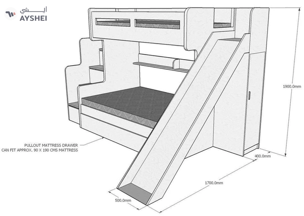 Future Bunk Bed with Slide Cabinet