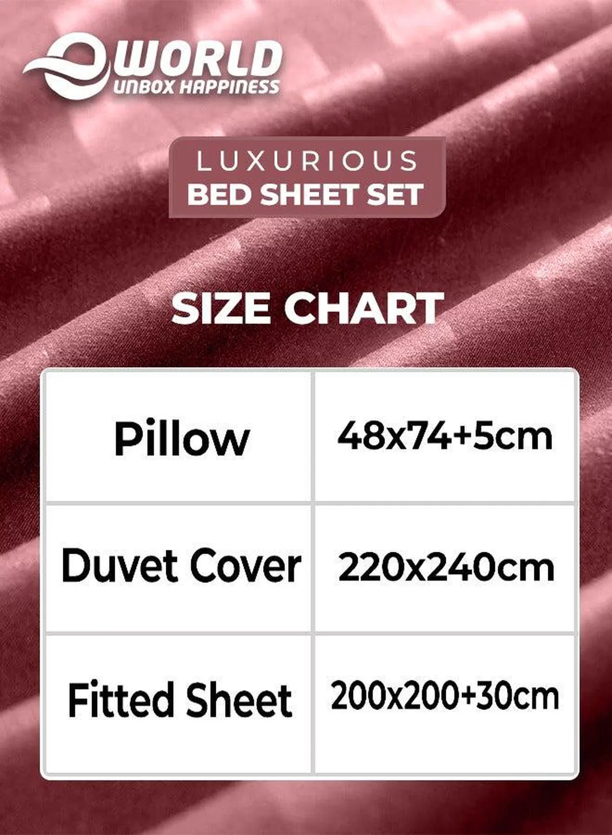 4-Piece Luxury King Size Maroon Striped Bedding Set Includes 1 Duvet Cover (220x240cm), 1 Fitted Bed Sheet (200x200+30cm), and 2 Pillow Cases (48x74+5cm) for Ultimate Hotel-Inspired Sophistication-1-1