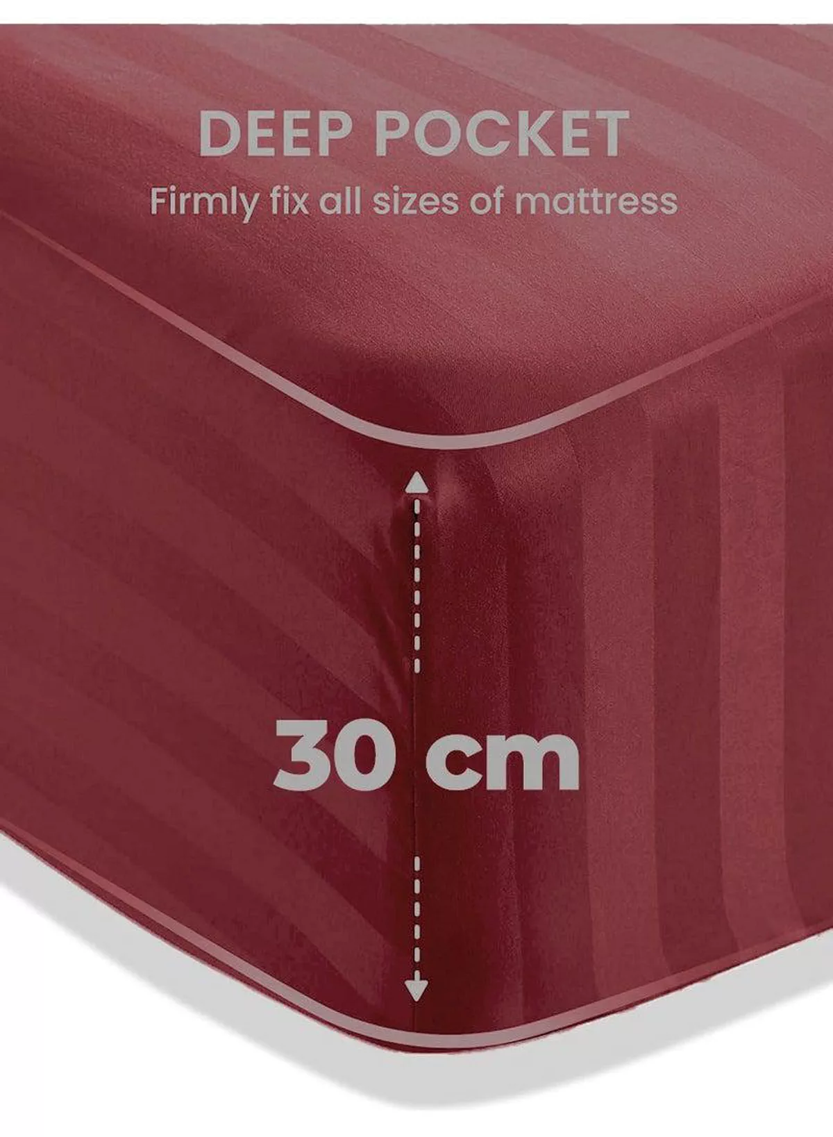 4-Piece Luxury King Size Maroon Striped Bedding Set Includes 1 Duvet Cover (220x240cm), 1 Fitted Bed Sheet (200x200+30cm), and 2 Pillow Cases (48x74+5cm) for Ultimate Hotel-Inspired Sophistication-3-3