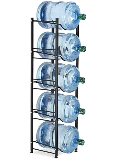 DubaiGallery Water Cooler Jug Rack 5-Tier Heavy Duty Water Bottle Holder Storage Rack for 5 Gallon Water Dispenser Save Space (Black)-0