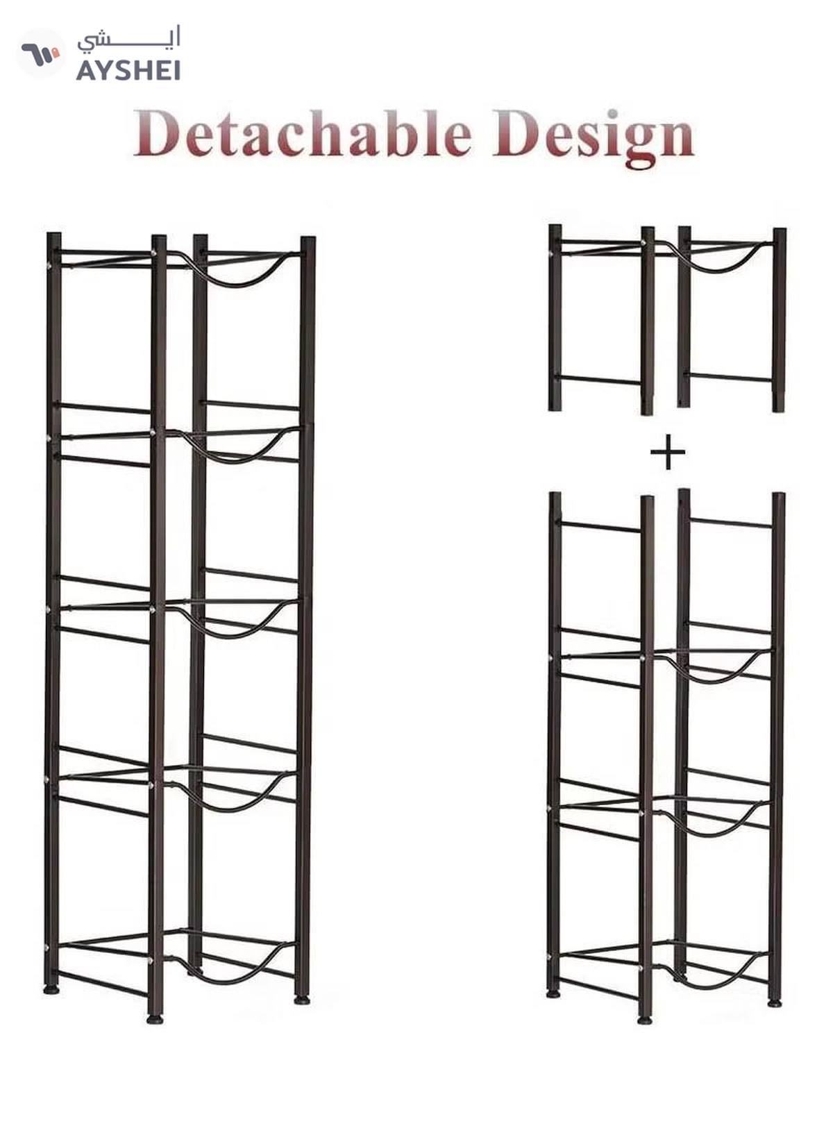 DubaiGallery Water Cooler Jug Rack 5-Tier Heavy Duty Water Bottle Holder Storage Rack for 5 Gallon Water Dispenser Save Space (Black)-2-2