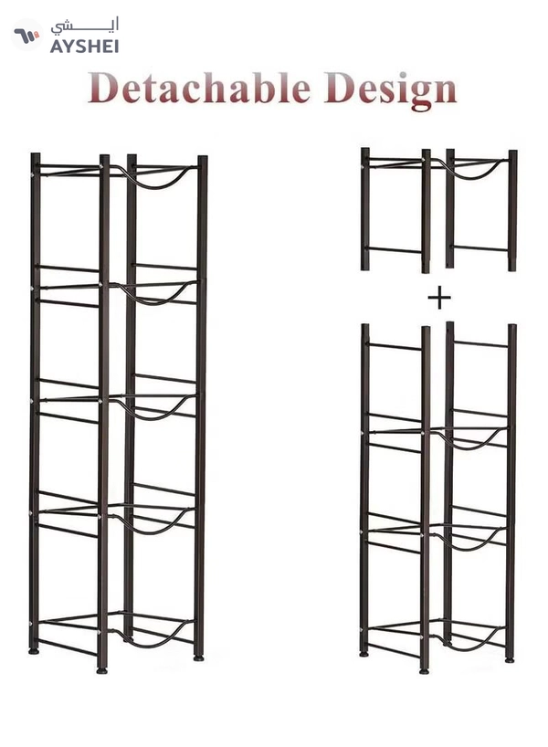 DubaiGallery Water Cooler Jug Rack 5-Tier Heavy Duty Water Bottle Holder Storage Rack for 5 Gallon Water Dispenser Save Space (Black)