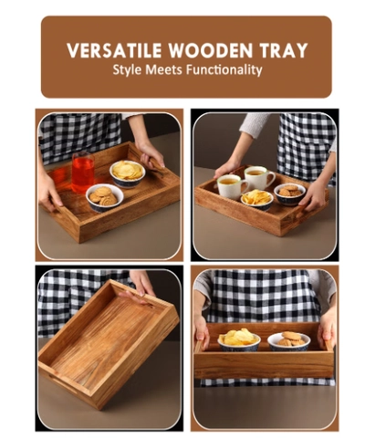 REZLAN UAE 3-Piece Set Handcrafted Acacia Wood Trays-1