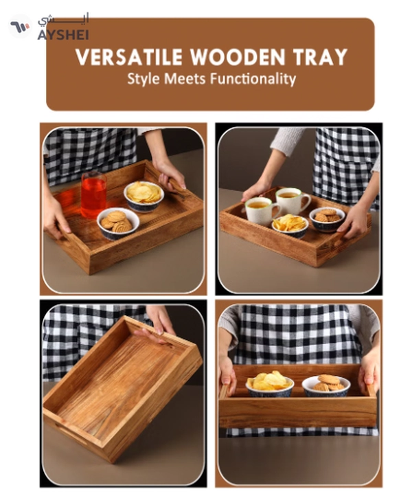 REZLAN UAE 3-Piece Set Handcrafted Acacia Wood Trays