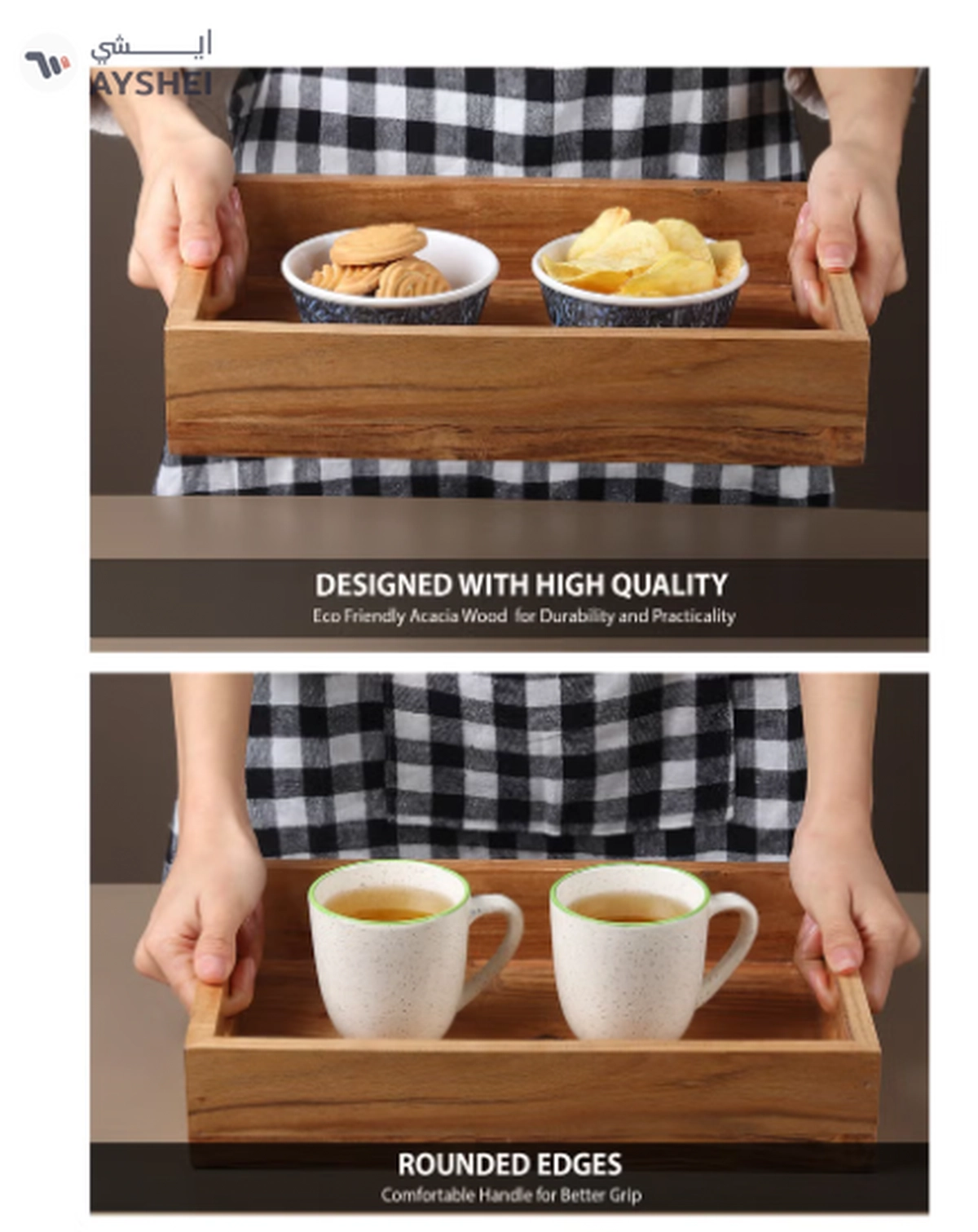 REZLAN UAE 3-Piece Set Handcrafted Acacia Wood Trays-3-3