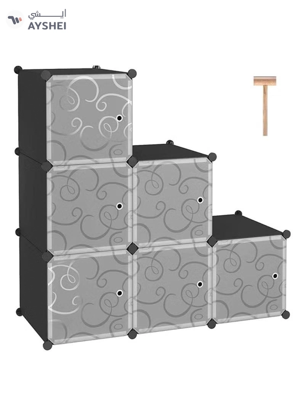DubaiGallery 6 Cube Double Plastic Modular Storage Closet Organizer Cabinet Shoe Rack Cabinet Cube